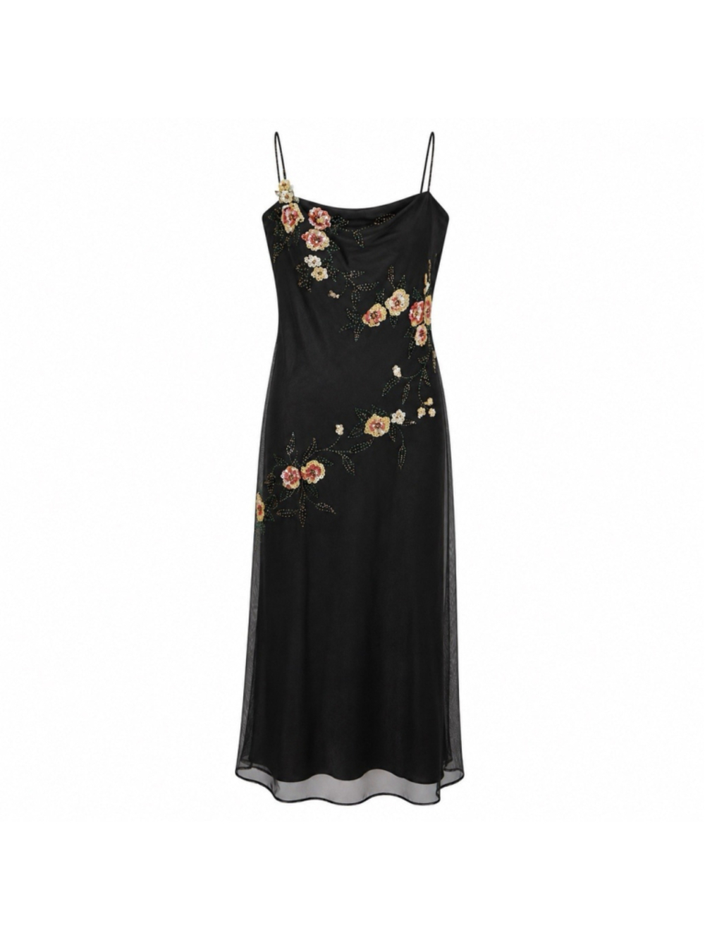 VTG Chiffon Floral Beaded Embellished Fairy Y2K Whimsigoth Prom Dress 14